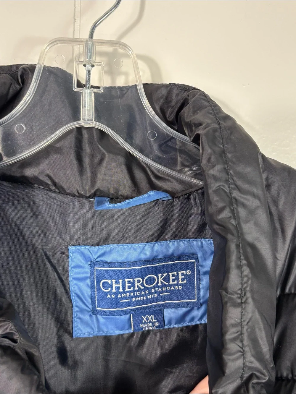 Cherokee Men's Black Blue Colorblock Puffer Full Zip Winter Coat Jacket 2X 2XL